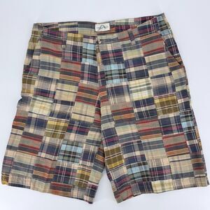 Andrew Fezza Shorts Mens 40 Madras Patchwork Plaid Cotton Flat Front Preppy Golf